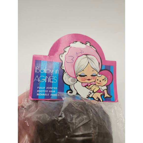 Vintage Baby ’n Agnes Doll 12” Rooted Hair Outfit Bottle Works Cry Squeak NOS - Picture 5 of 9